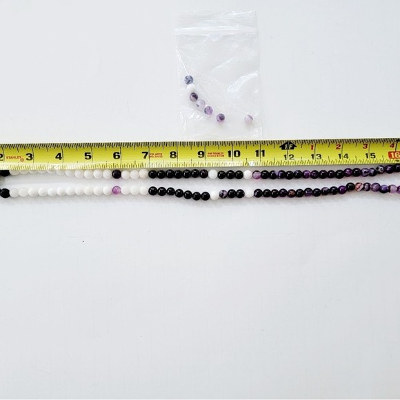 Long Purple White Mediation Yoga Bead Stone Amethyst Color Jewelry Necklace - Picture 3 of 4